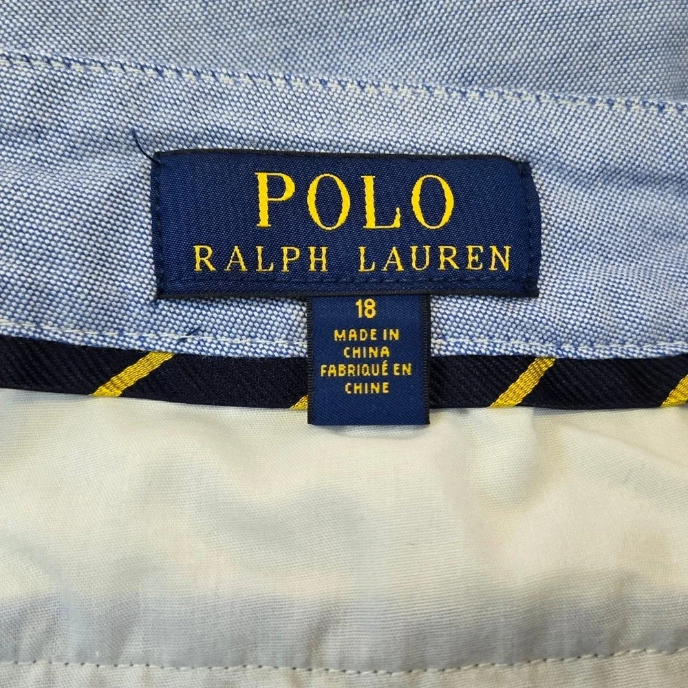 Polo‎ Ralph Lauren Boys Blue Chambray Preppy Classic Chino Shorts 18 Minimalist
